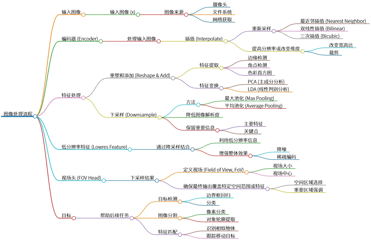 图像处理流程：编码器、特征提取与目标定位